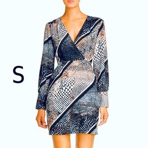 NWT (S) VERO MODA snakeskin print diagonal stripe black white brown v neck open